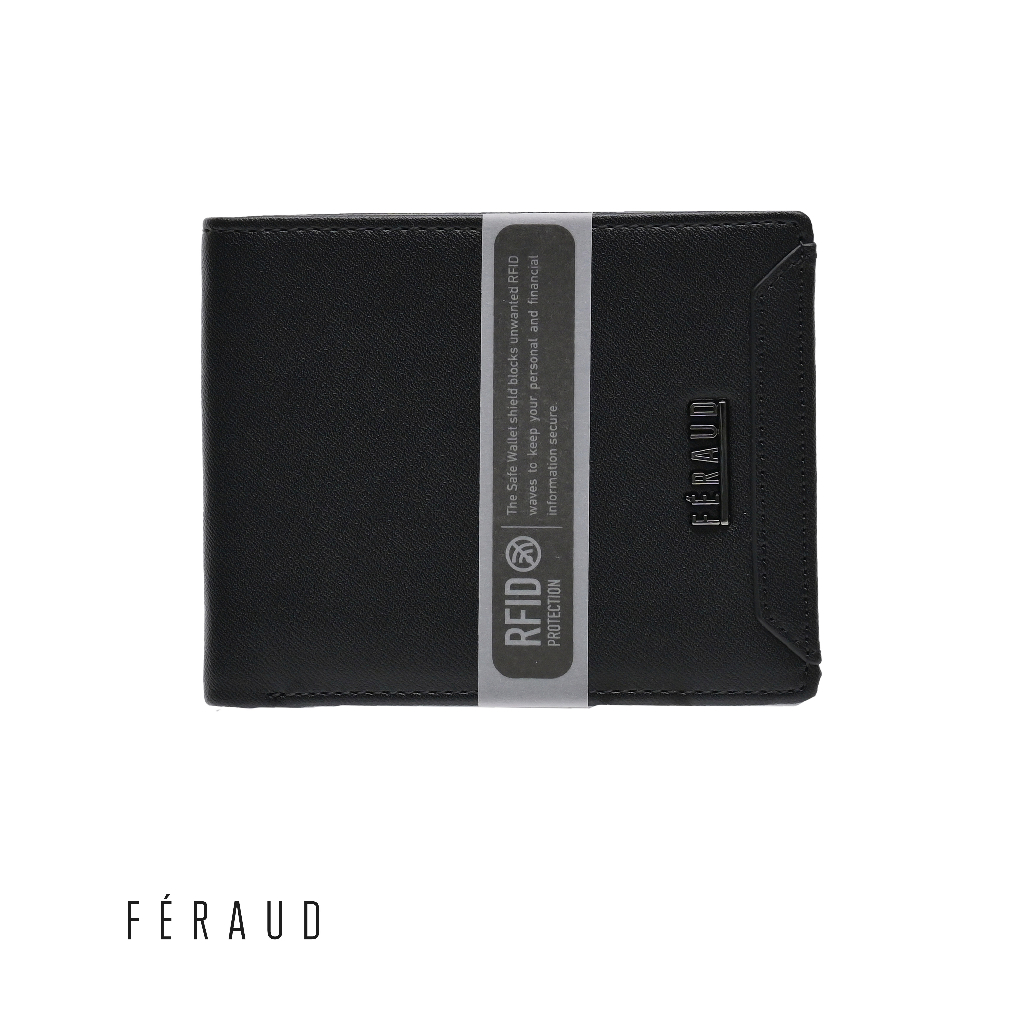 FERAUD Men RFID Protected Credit Card Metal Logo Flap-up Wallet ...