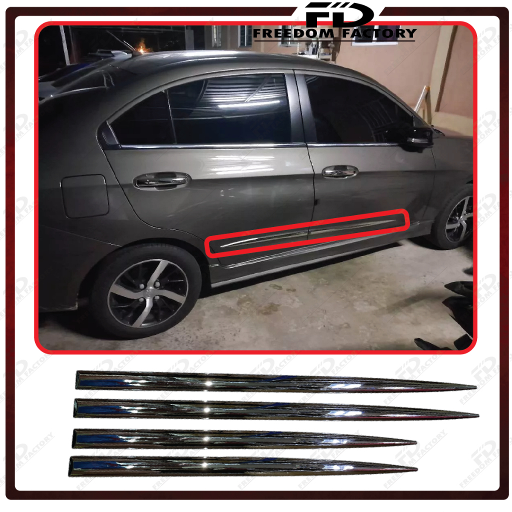 Universal Car Side Door Chrome Molding Moulding Body Lining Panel (4pcs