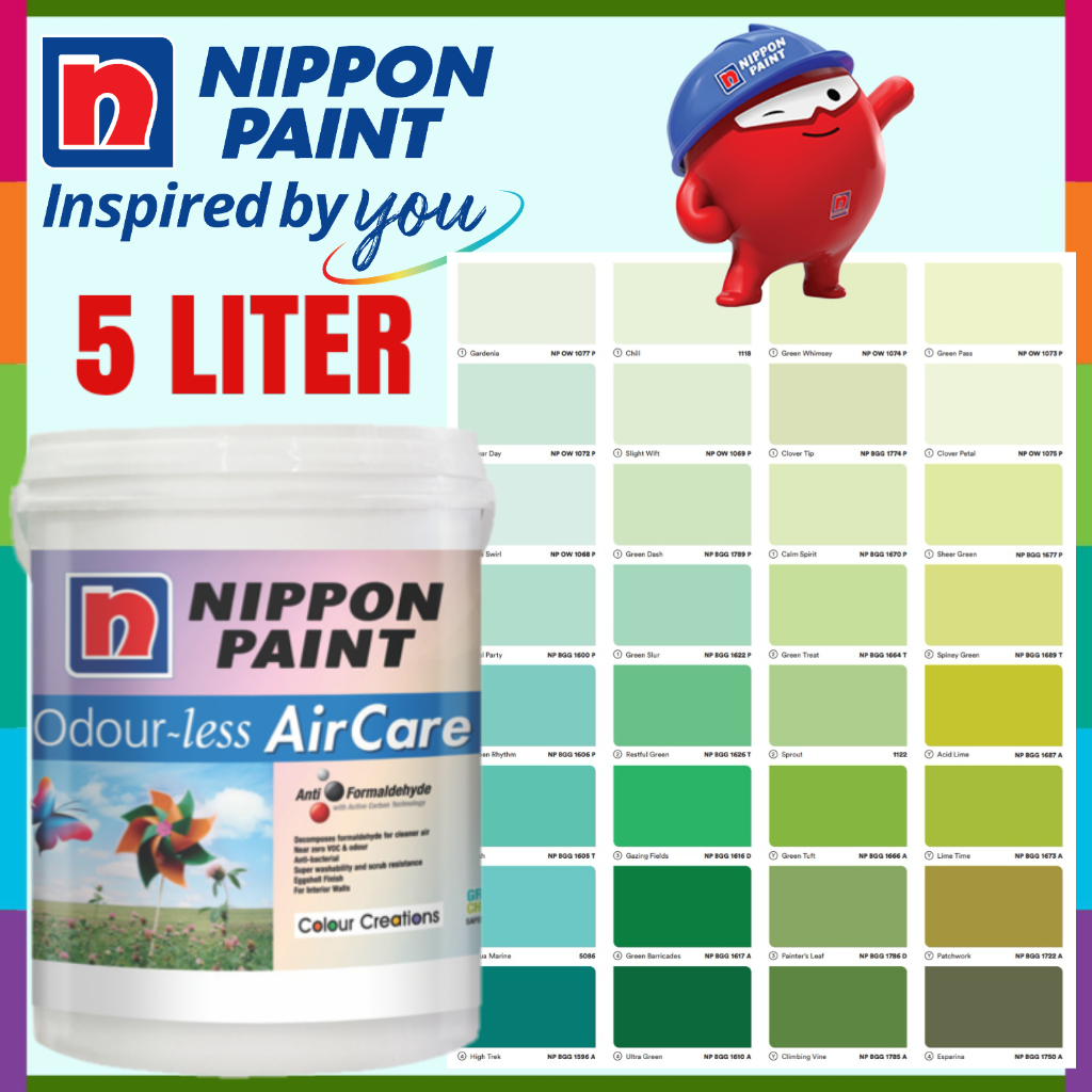 🔥 FOC FREE GIFT 🔥5L Nippon Paint ODOURLESS AIR CARE INTERIOR WASHABLE