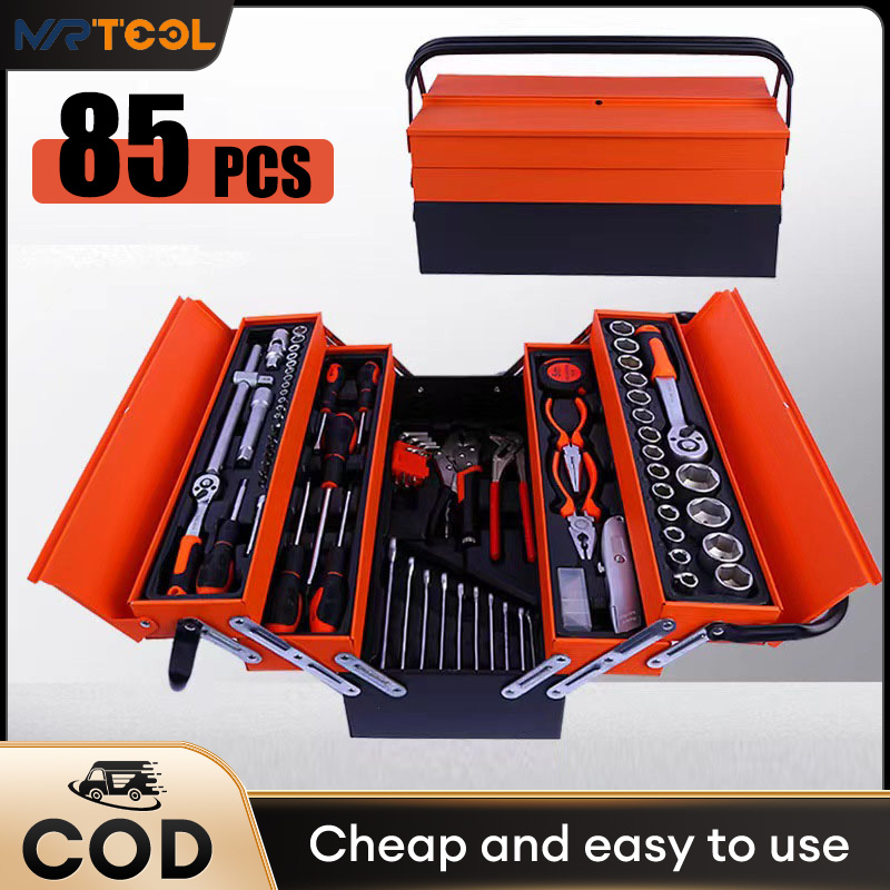 MRTOOL 85PCS Metal Tool Box Set Tool Box Heavy Duty Tools Box Full Set