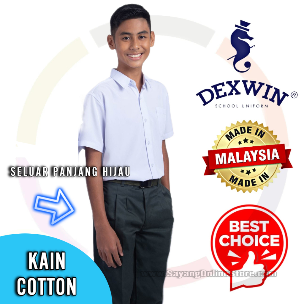 Secondary School Boy Uniform Dexwin Green Pants Seluar Hijau Panjang ...