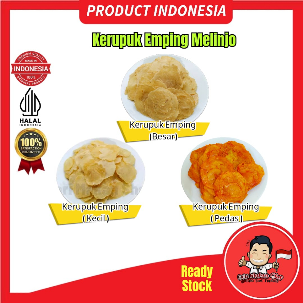 Kerupuk Emping Belinjo Malinja Ori Pedas Mentah Product Indonesia 🇮🇩