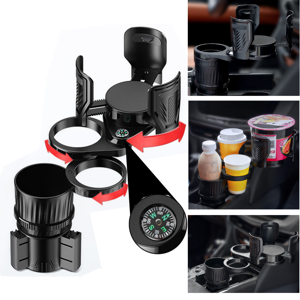 IMountek 4-in-1 Multifunctional Car Cup Holder Expander Adapter – 360° Rotating, Adjustable, Universal Fit For Most Vehicles