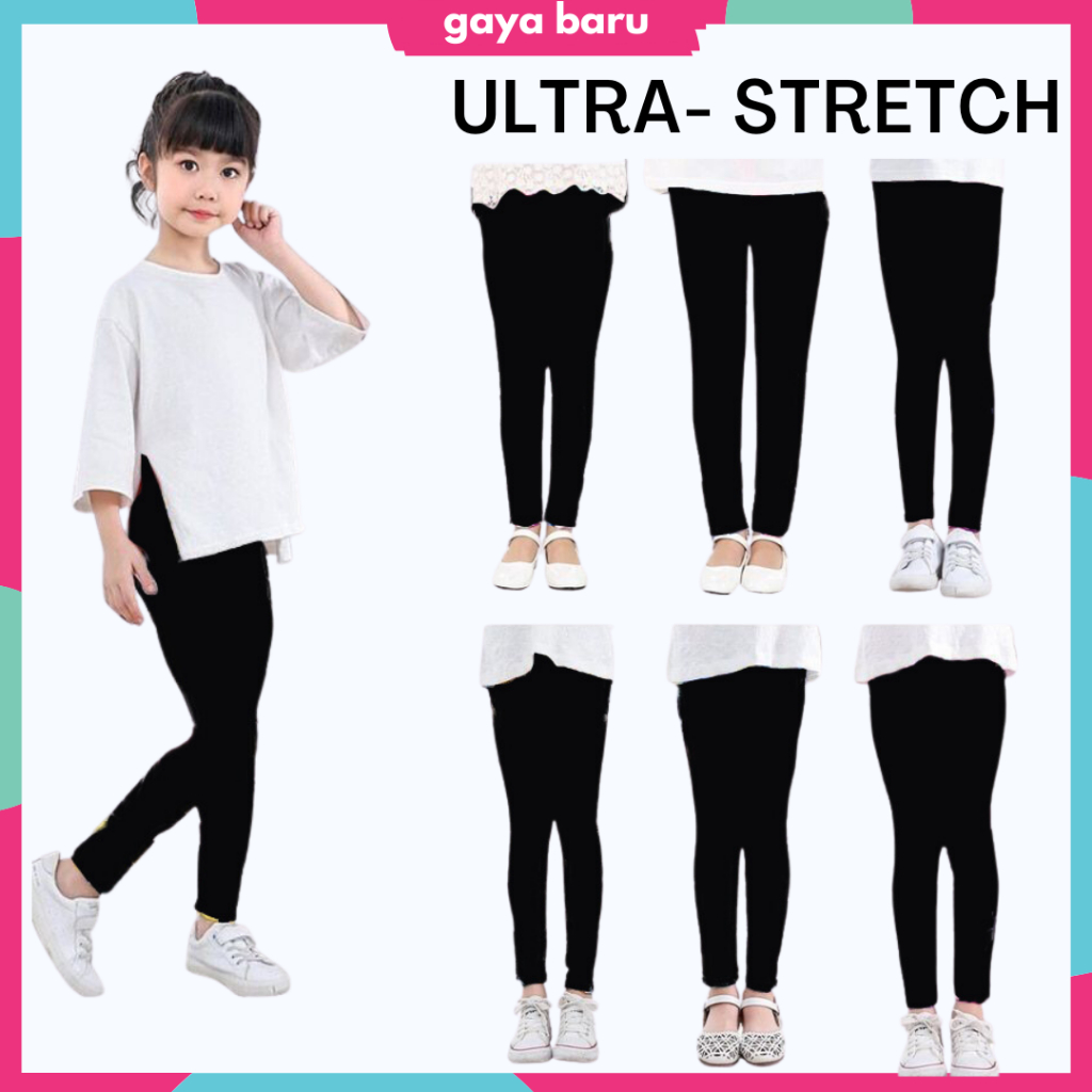 Legging Kids White & Black Seluar 1-12year Kids Legging Cotton / Seluar  Panjang Budak Kanak Kanak Perempuan Harian