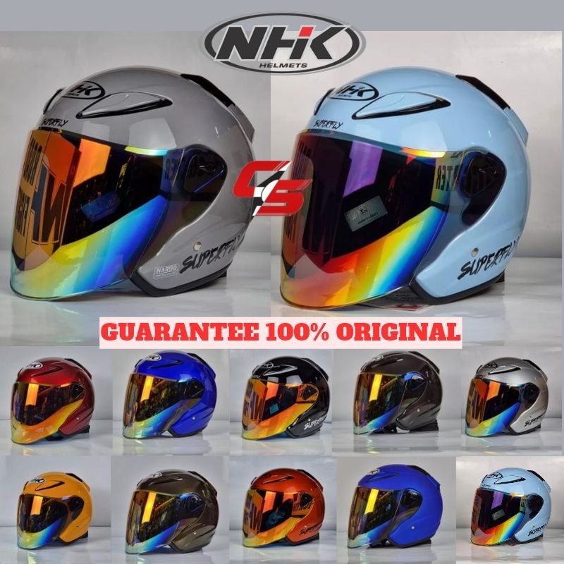 NHK SUPERFLY Helmet R6 V2 New Solid & Visor Siang Malam Original M L XL ...