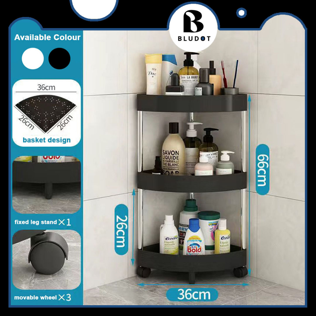 BATHROOM CORNER SHELF 3 TIER TRIANGLE SHELF UNIT PARA PENJURU RAK SEGI