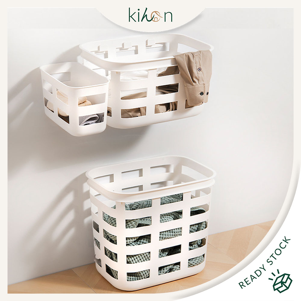 Medium & Big Size Japanese Style Wall Mounted Laundry Basket Save Space