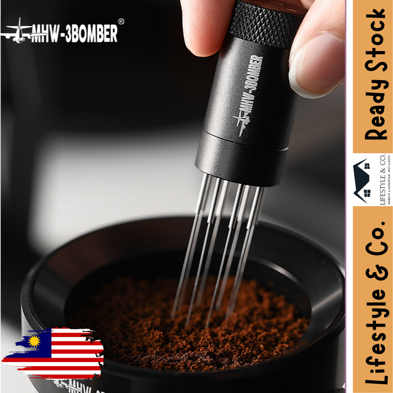 MHW-3BOMBER WDT Tool Espresso 58 mm, herramienta de distribución espresso con base magnética para barista, herramienta distribuidor de aguja de profundidad ajustable, herramientas agitadoras de café