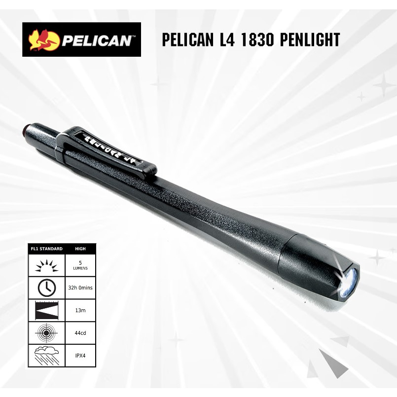Pelican L4 1830 Pen LED Flashlight 3x AAAA Batteries, Batteries