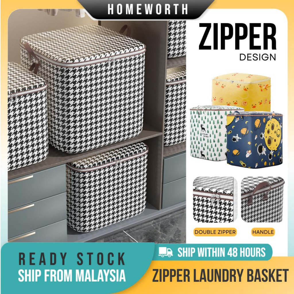 HOMEWORTH 100L Large Capacity Foldable Double Zipper Design Laundry