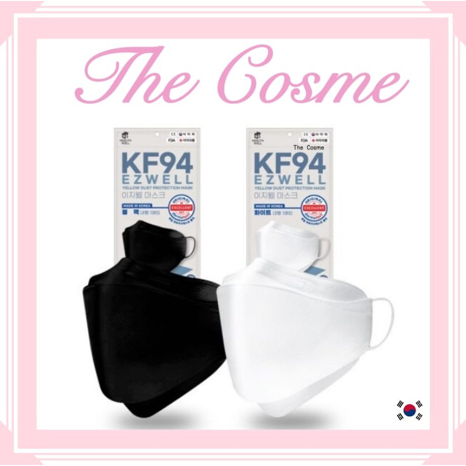 [Ready Stock] Ezwell KF94 4ply Adult Face Mask Black White Shopee