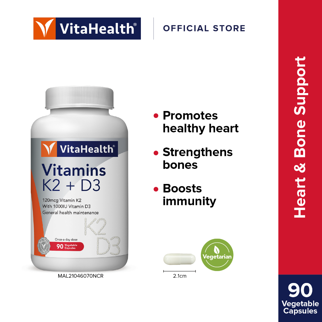 VitaHealth Vitamins K2 + D3 (90's) [Expiry 4/2026] Shopee Malaysia