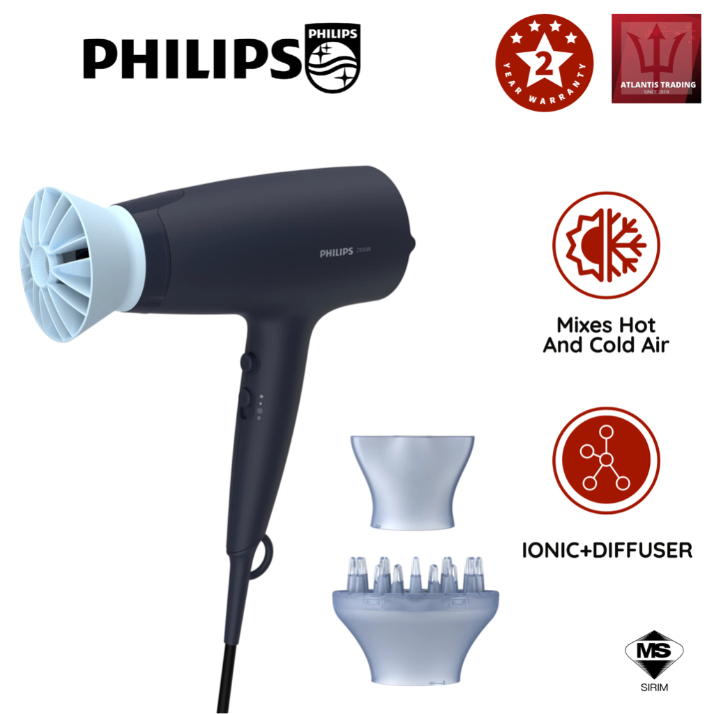 PHILIPS 3000 Hair Dryer BHD360/23 (IONIC+DIFFUSER) Shopee Malaysia
