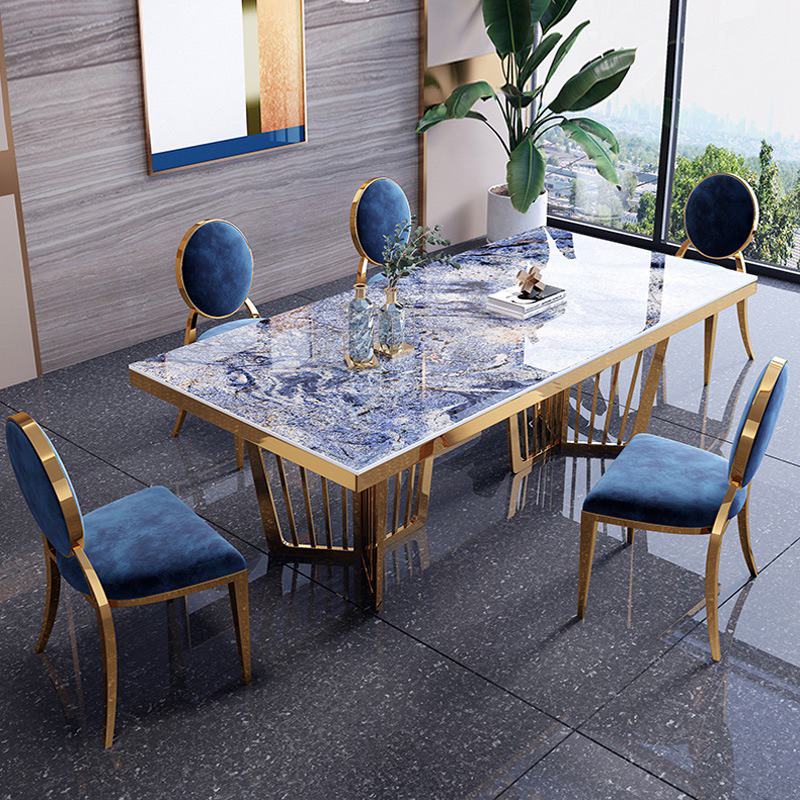 Meja Makan Marble Top Gold Leg Dining Table Set Shopee Malaysia