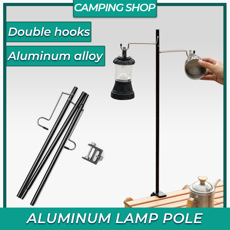 Camping Outdoor Lamp Pole 1m Double Light Hanger Rod Adjustable Lantern ...