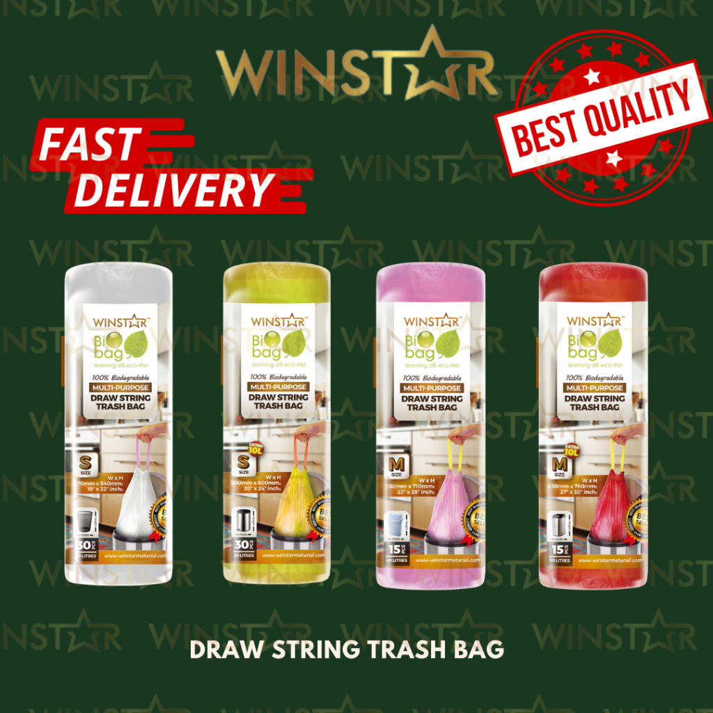 WINSTAR BIO BAG | PLASTIK SAMPAH BERTALI |MULTI-PURPOSE DRAW STRING ...