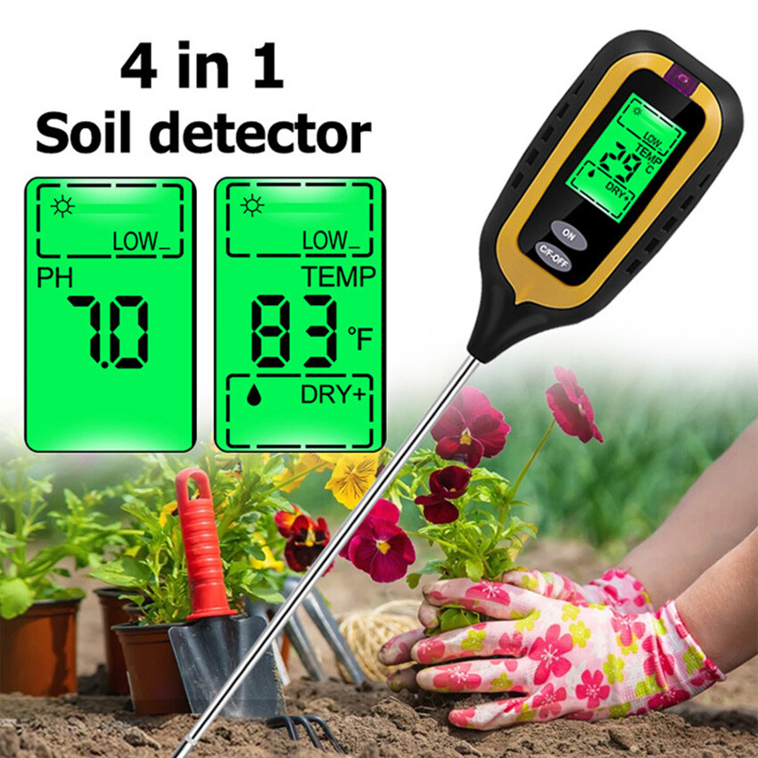 MKR New 4 IN 1 Digital Soil PH Meter Moisture Meter Temperature