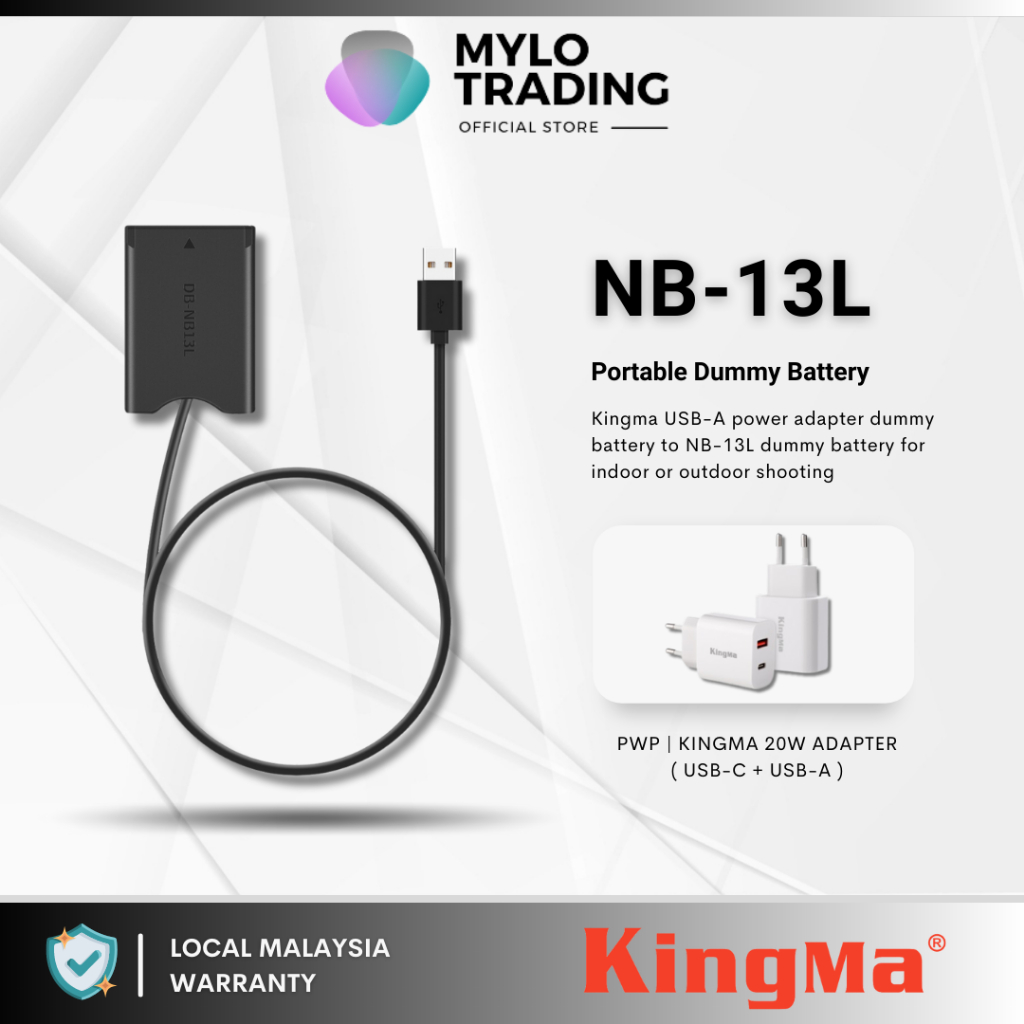KingMa NB-13L Dummy Battery with USB-A Power Adapter DC Coupler For ...