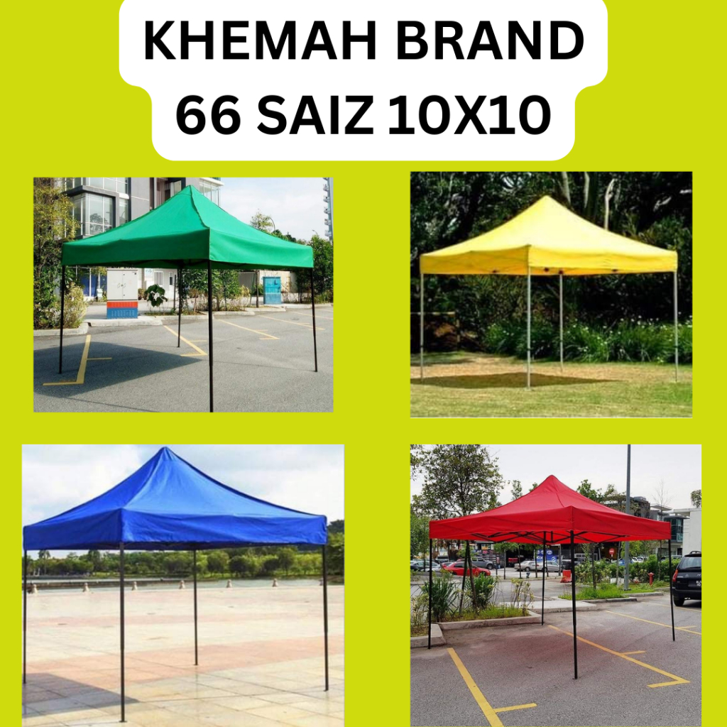 Khemah Niaga Brand 66 Saiz 10ft X 10ft 3m X 3m Besi Bulat Dan Besi