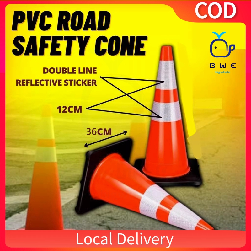【COD】Safety Cone Traffic PVC Cone Double Reflective Sticker 680mm Road