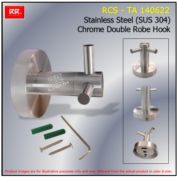 RCS - TA 140622 Stainless Steel (SUS 304) chrome double robe hook