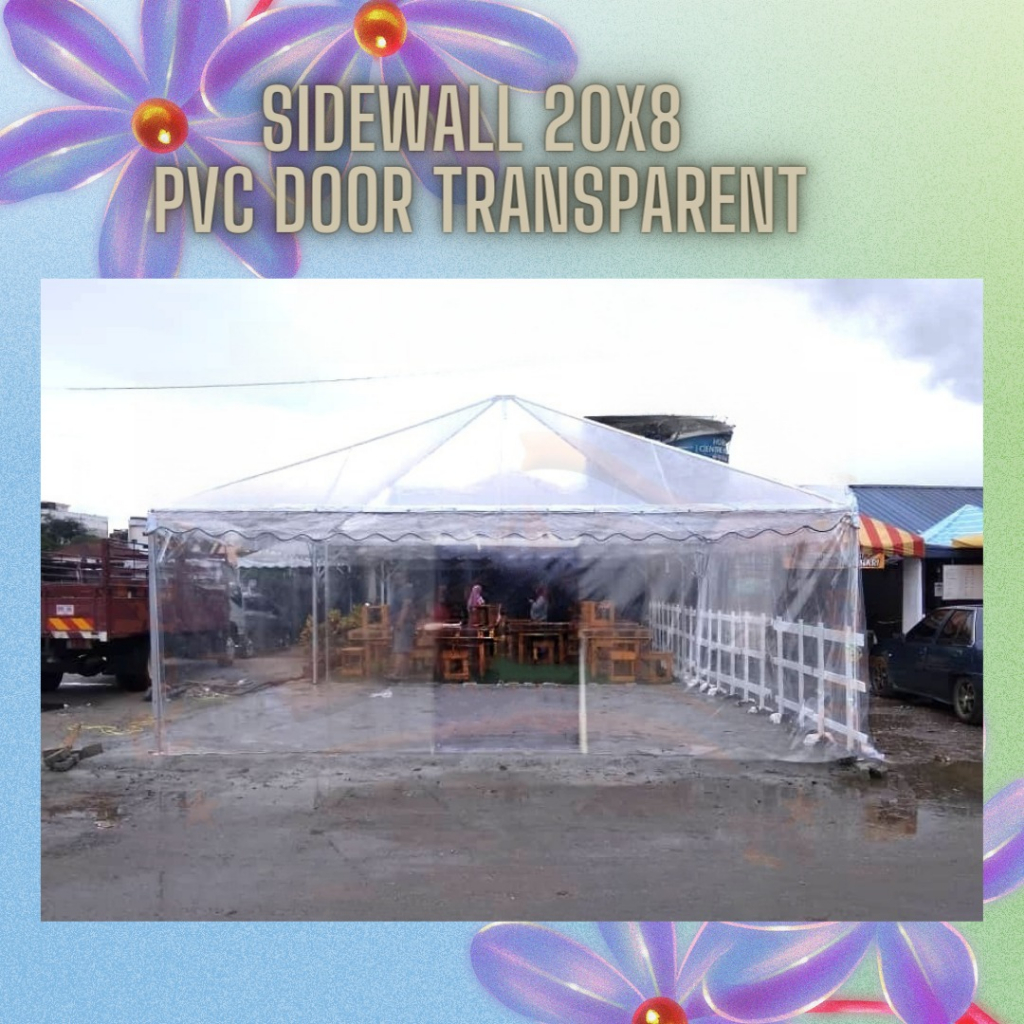 SIDEWALL / KAIN TEPI KHEMAH PVC DOOR TRANSPARENT / JERNIH SAIZ 20X8KAKI ...