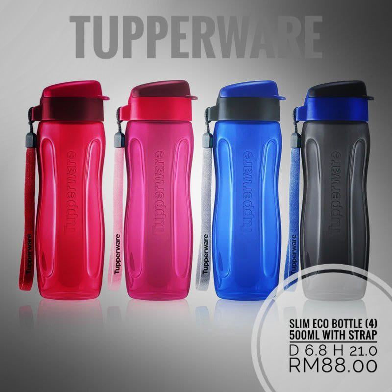 Slim Eco Bottle TUPPERWARE / Botol air /Water bottle 500ml RANDOM COLOR