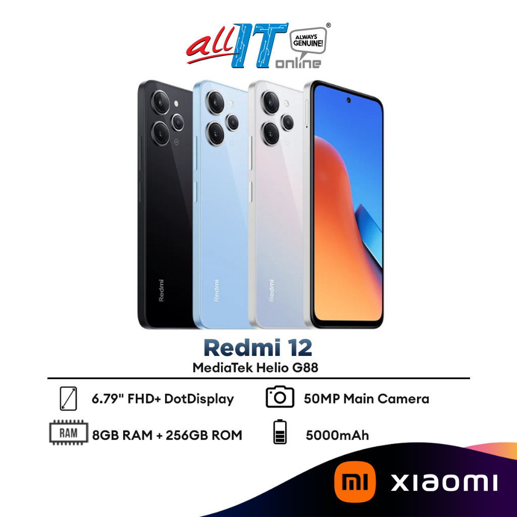 Xiaomi-Redmi 12, 8 Go, 256 Go, écran 6.79 , triple caméra Al 50MP