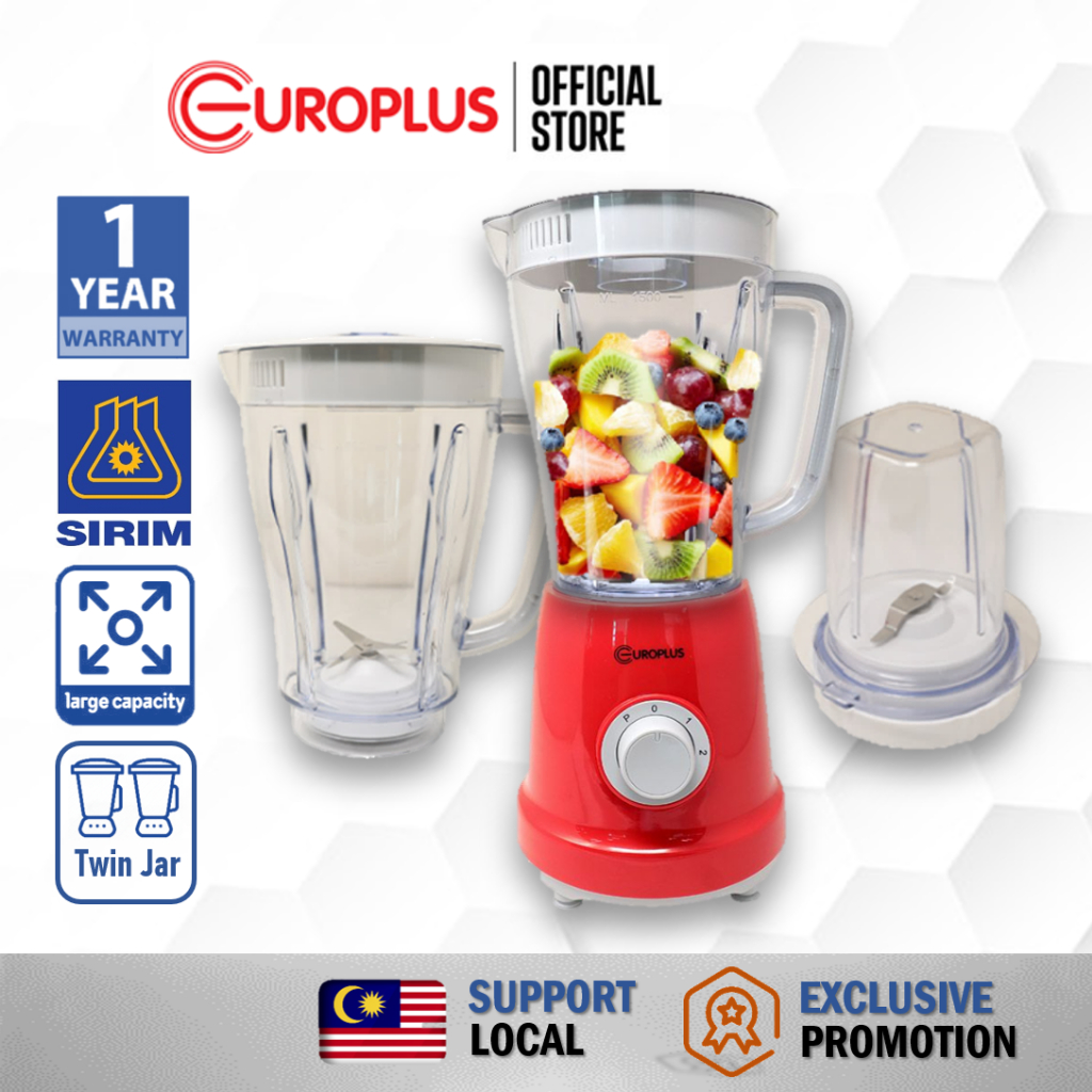 Europlus Essential Blender Twin Jar with Miller (500W/1.8L) Shopee
