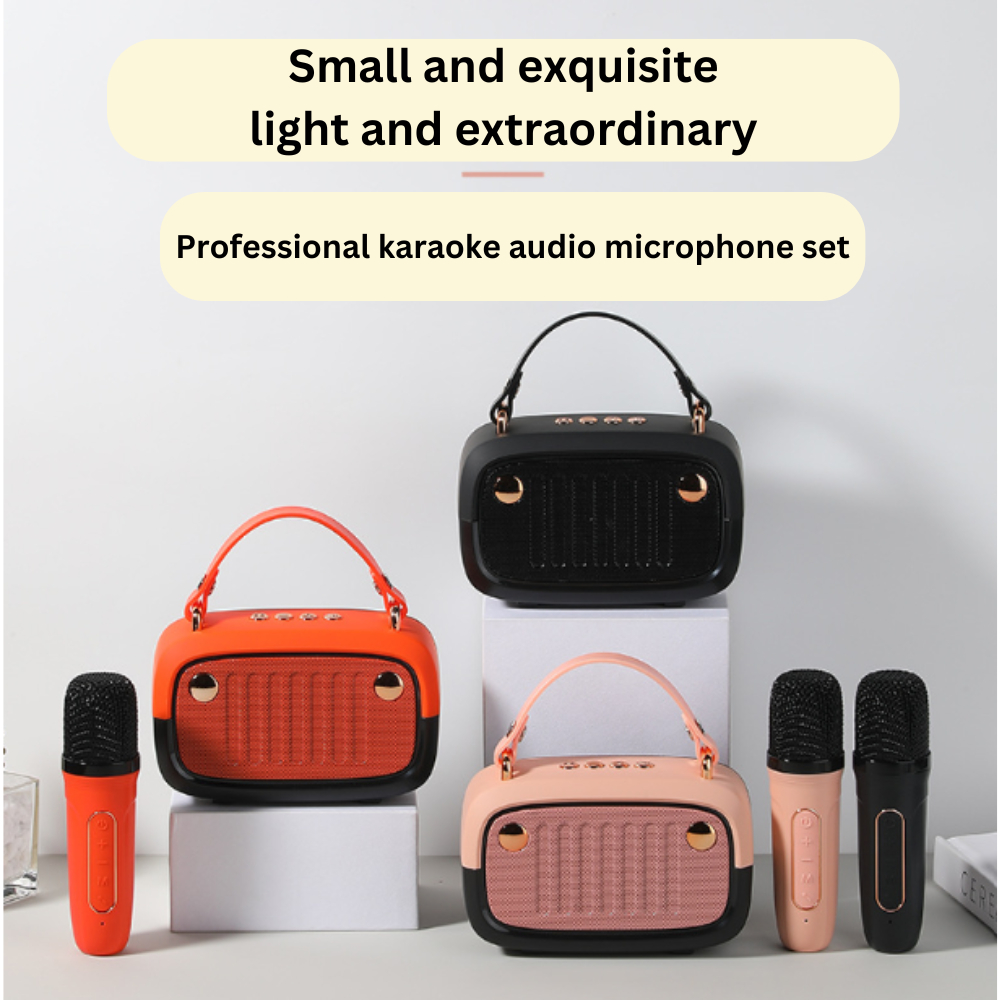 Bluetooth Mini Speaker Wireless Karaoke Set Portable Mic Microphone ...