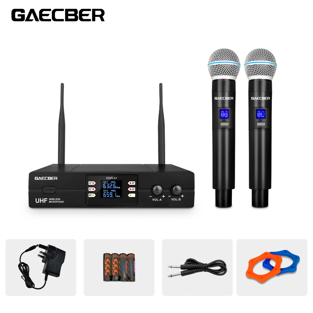 GAECBER Wireless microphone QLXD4 dual handheld mic 80m receiving