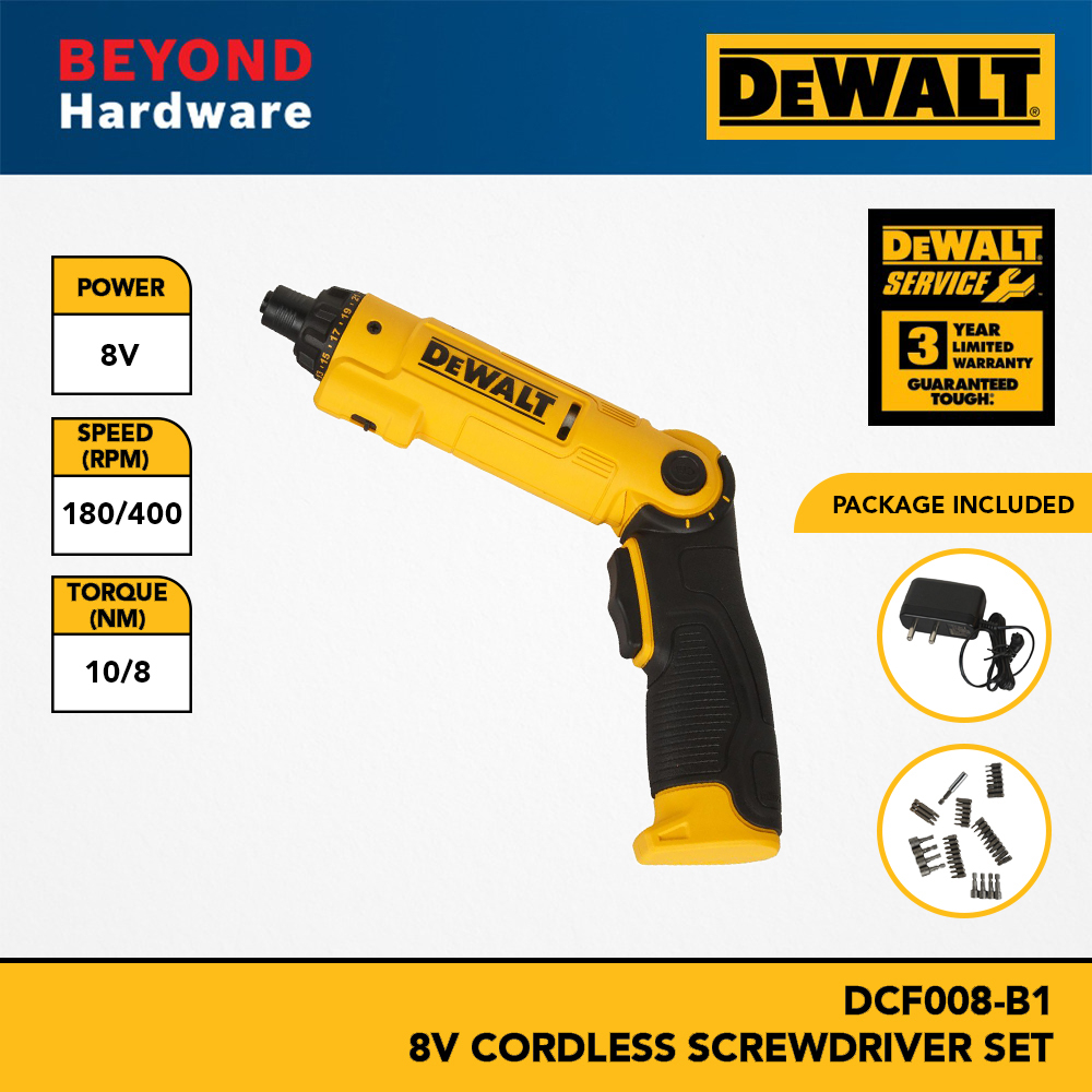 Dewalt 8v Cordless Screwdriver Set 45pcs Accessories Dcf008 B1