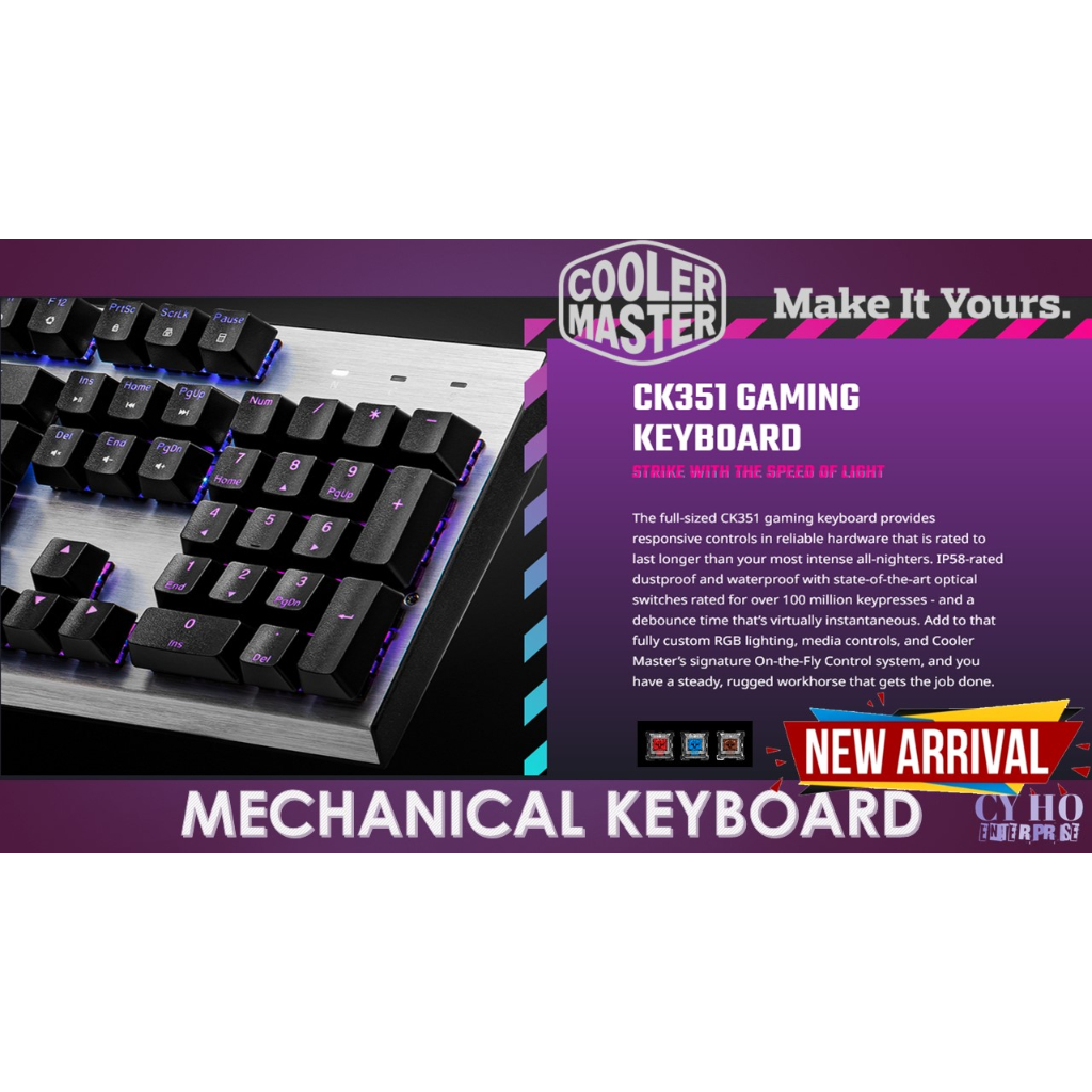 Cooler Master CK350 Outemu / CK351 Optical Mechanical Keyboard - Blue ...