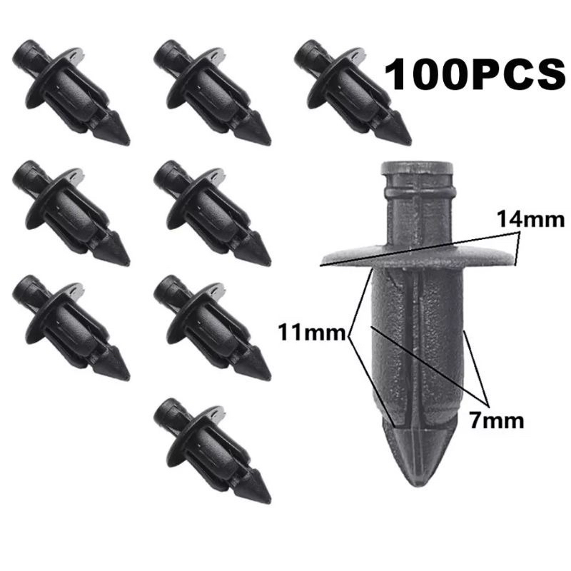 100pc 7mm Car Fastener Clip Bumper Proton Saga Wira Perodua Myvi Alza