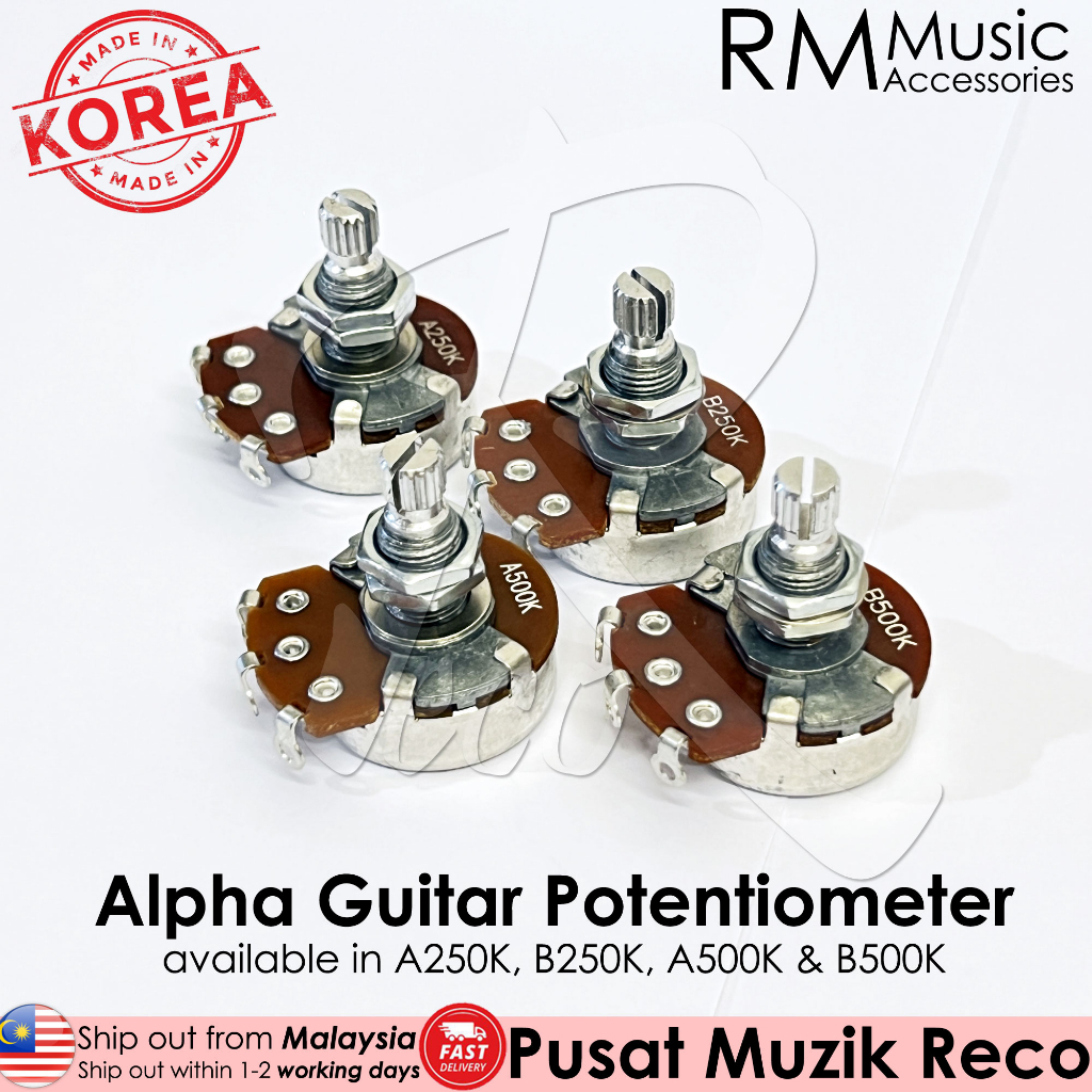RM Alpha A250K B250K A500K B500K Audio Linear Guitar Tone Volume Pot