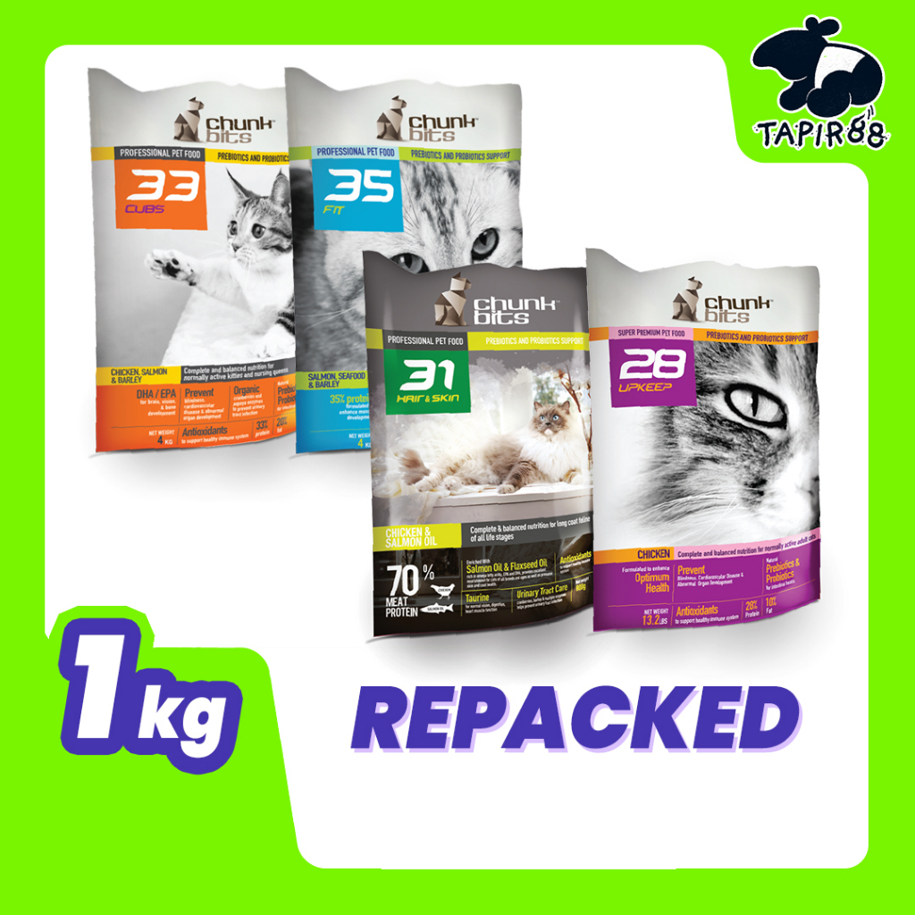 Repack Cat Food 1kg WONO Chunk Bits PetCuisine Chunkbits Makanan Kucing ...