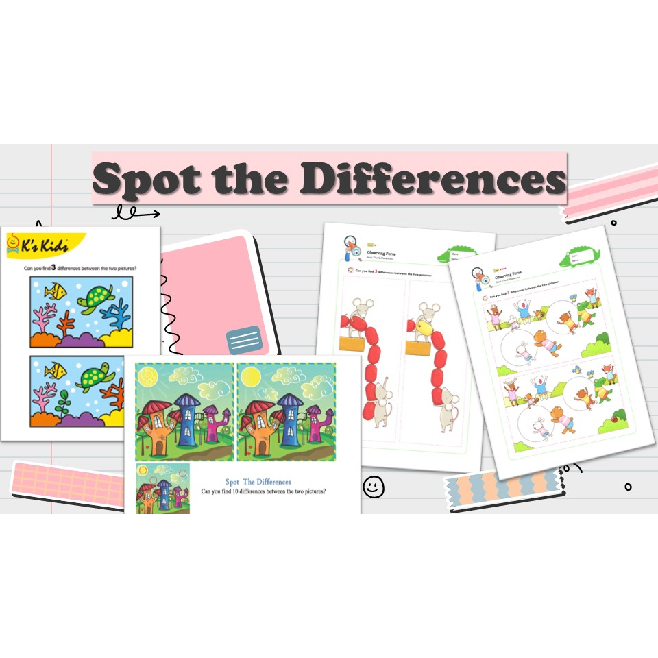 [PRE030] 107 pages Spot The Differences Worksheet for Pre-school PDF ...