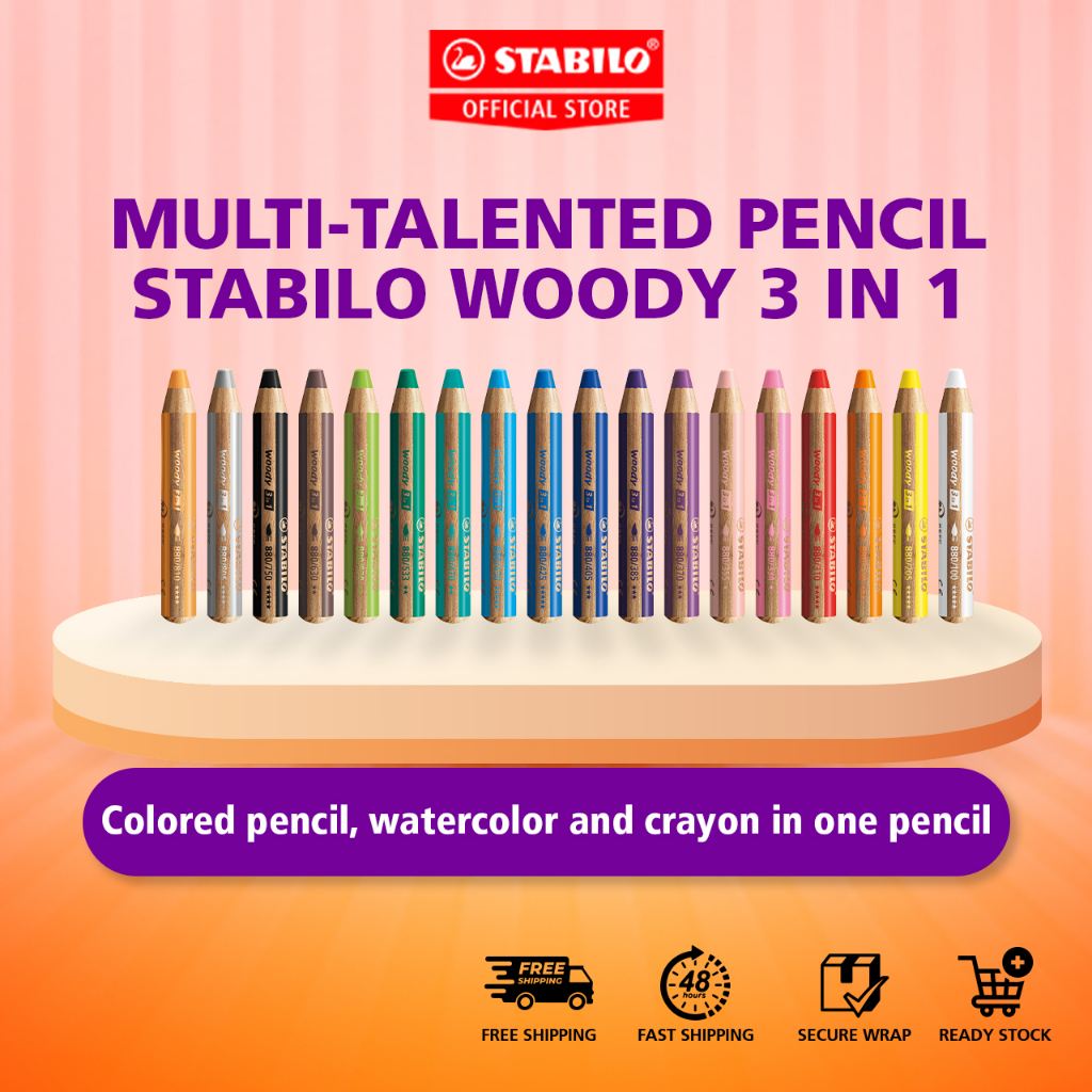 STABILO MultiTalented Woody 3 In 1 Colour Pencil Jumbo Stationery Art