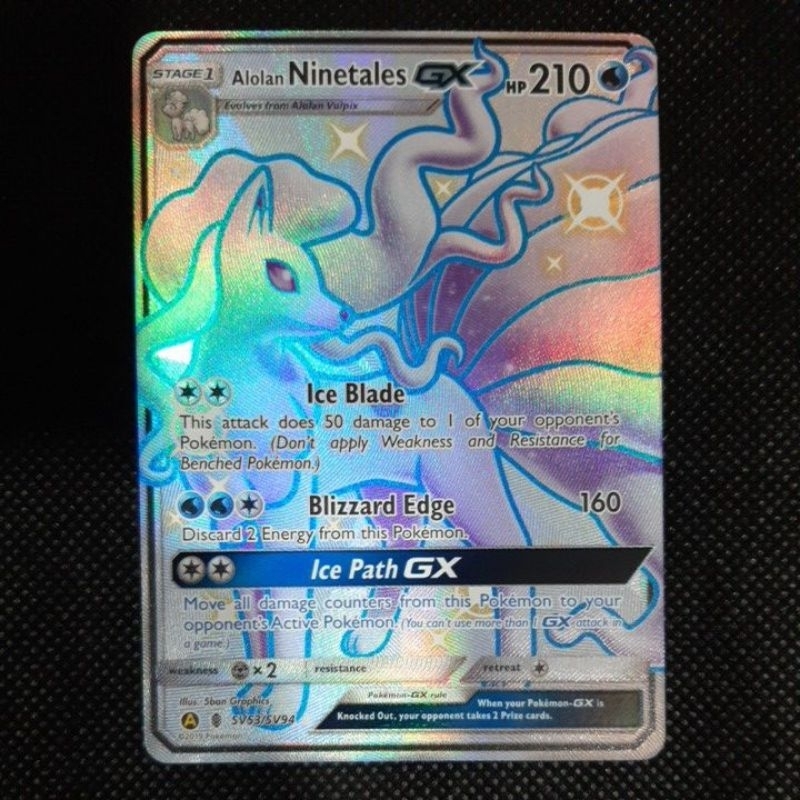 Pokemon Card Tcg Hidden Fates Shining Alolan Ninetales Gx Sv53sv94 Shiny Rare 100 Original 7992