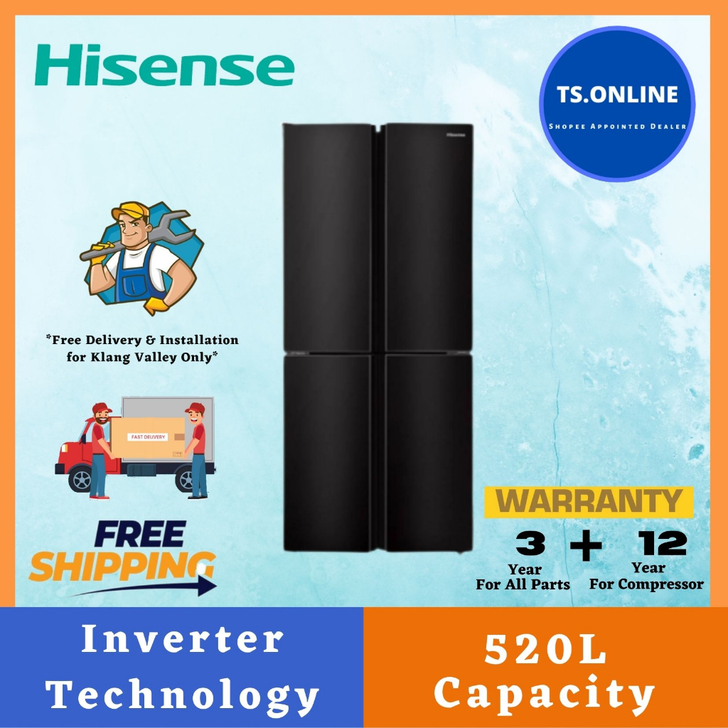 Free Shipping Hisense Rq515n4ab1 4 Doors Inverter Refrigerator 520l Fridge Shopee Malaysia 8218
