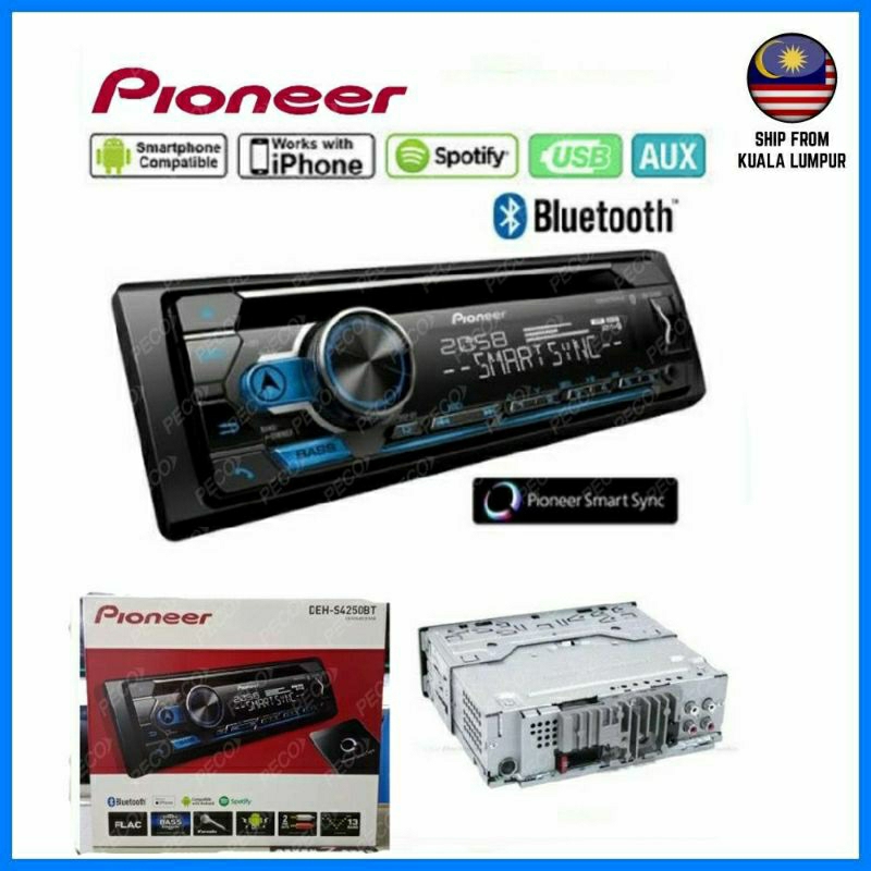 Pioneer DEH-S4250BT / DEH-S5250BT Single DIN DualBluetooth FLAC CD USB ...