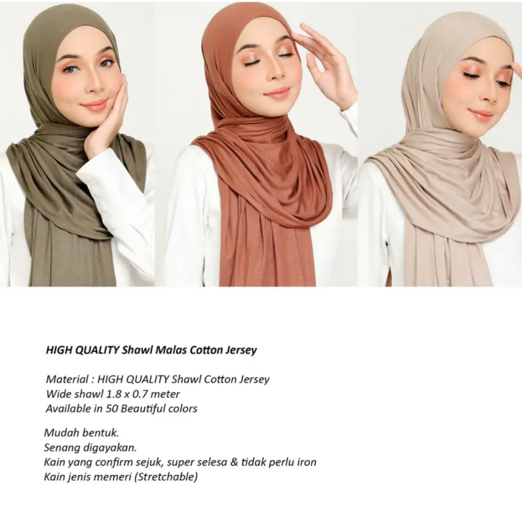 READY STOCK Malaysia Shawl Cotton Jersey HIGH QUALITY Shawl Cotton ...