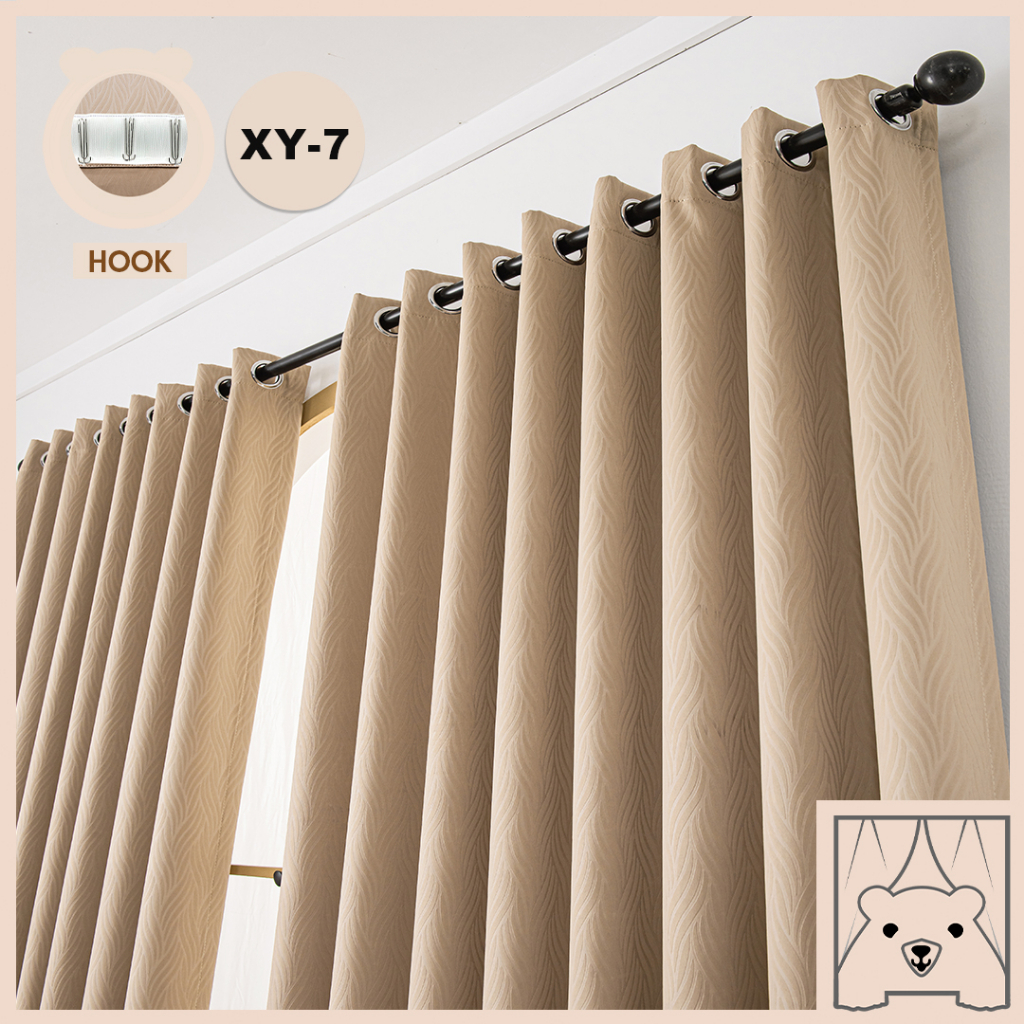 CozyBearCurtain/w200cmHook/ Leaf Texture/Langsir Blackout/ Hotel
