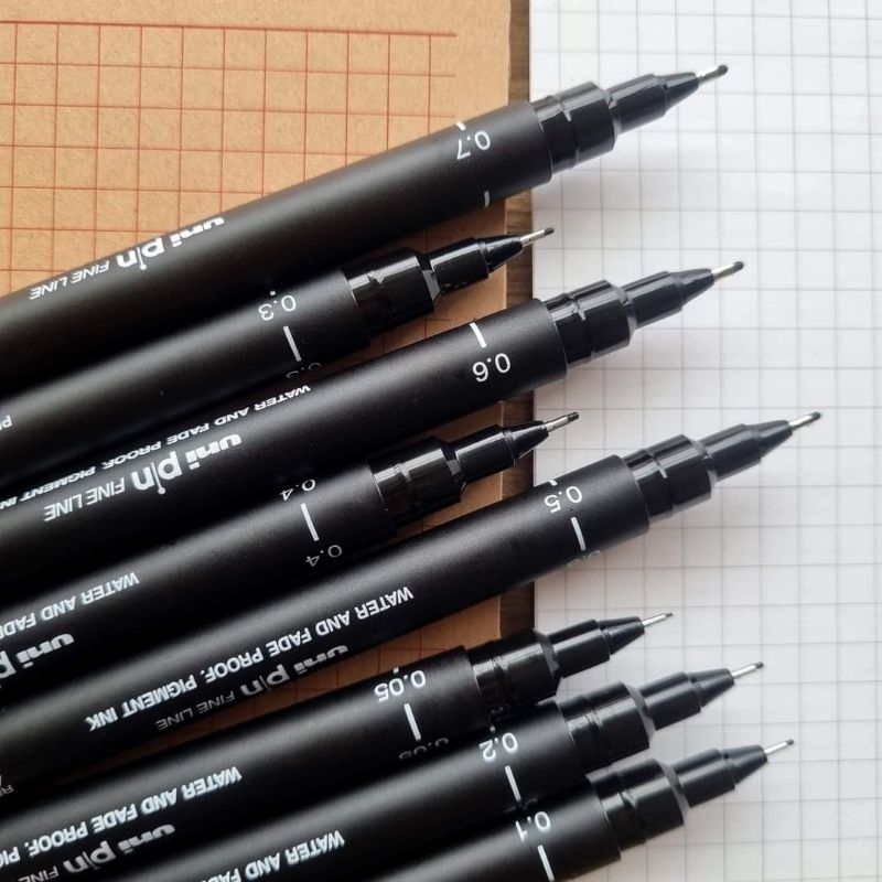 Uni Pin Fineliner Drawing Pen - Black Ink - 0.05mm, 0.1mm, 0.2mm, 0.3mm, 0.4mm, 0.5mm, 0.6mm, 0.7mm, 0.8mm, 0.9mm, 1.0mm & 1.2mm Nib - Pack Of 12 - In - View #3