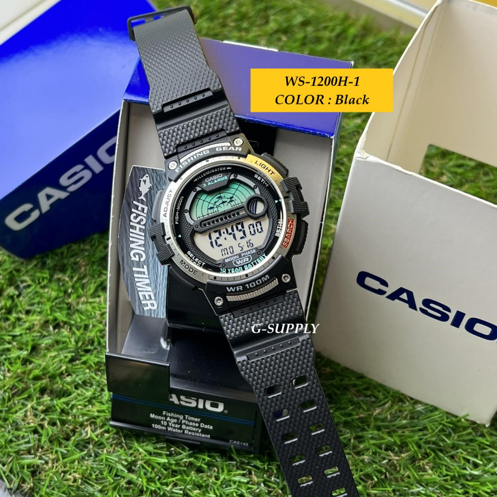 Casio Fishing Gear WS-1500H digital watch: 10-Year Battery, Fishing Mode,  Moon Data WS-1500H-1A