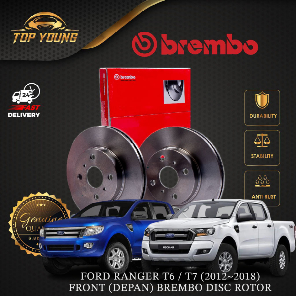 BREMBO FORD RANGER T6 / T7 ( 2.2 / 3.2 ) (2012~2018) FRONT (DEPAN )100% ...
