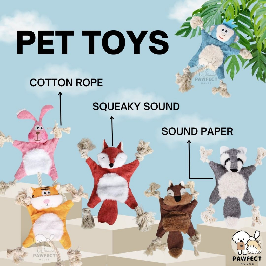 READY STOCK PET TOYS DOG PUPPY COTTON ROPE SQUEAKY SOUND PAPER NEW ...