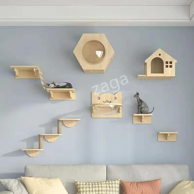 DIY cat wall mounted Cat Scratch Post Wooden Cat Tree Cat house