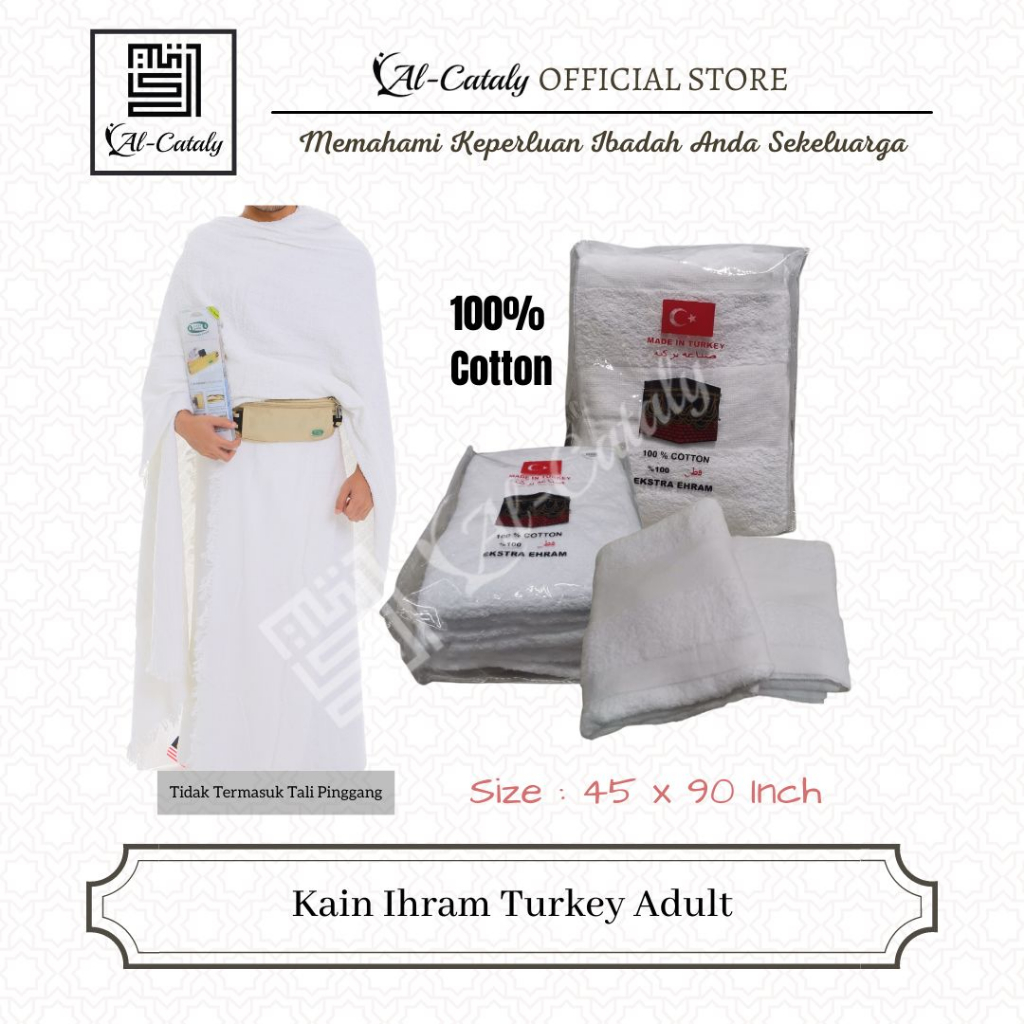 AlCataly :100% cotton Kain IHRAM/EHRAM Premium Eksklusif Umrah dan Haji ...