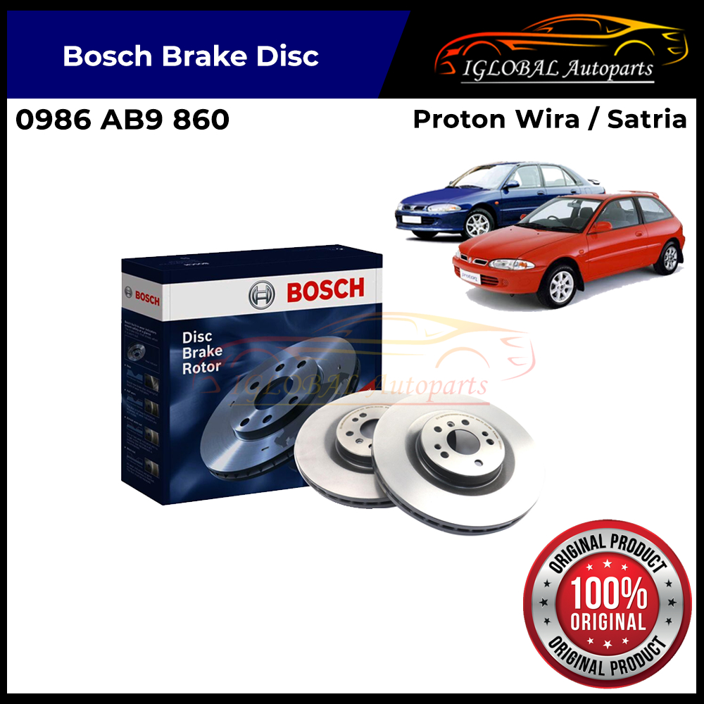 (2 PCS) Bosch Disc Brake Rotor Front 0986AB9860 Set for Proton Wira ...